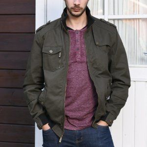 Wantdo Men's Military Casual Jacket Stand Collar